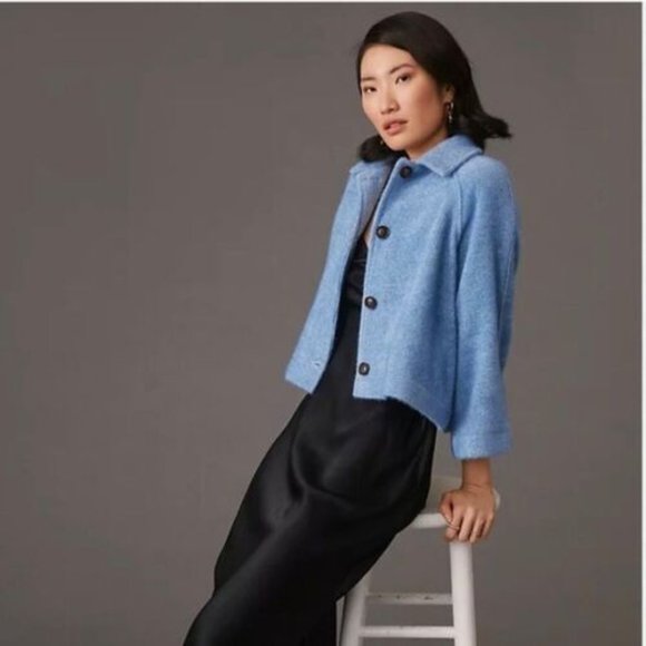Anthropologie Greylin Blue Jacket Regular/Classic Button Front Jacket S - Picture 4 of 13